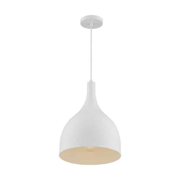 60/7097-Nuvo Lighting-Bellcap-1 Light Large Pendant in Nautical/Coastal Style-12 Inches Wide by 8.13 Inches High-Matte White Finish    -Traditional