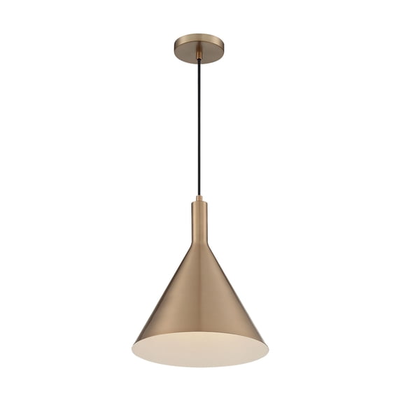 60/7118-Nuvo Lighting-Lightcap-1 Light Large Pendant in Mid-Century Modern Style-12 Inches Wide by 14.5 Inches High-Burnished Brass Finish