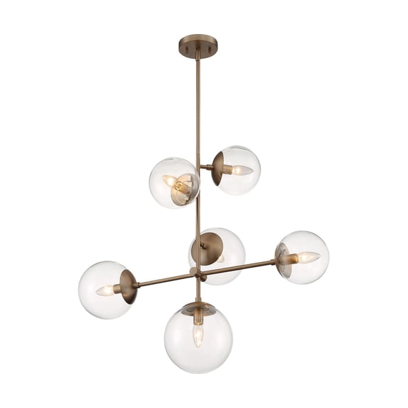 60/7125 Nuvo Lighting Sky-6 Light Pendant in Industrial Style-16 Inches Wide by 27.88 Inches High-Burnished Brass Finish