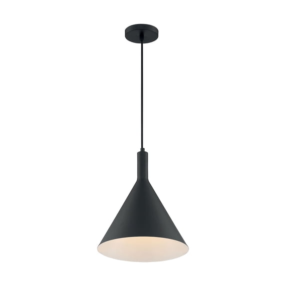 60/7128-Nuvo Lighting-Lightcap-1 Light Large Pendant in Mid-Century Modern Style-12 Inches Wide by 14.5 Inches High-Matte Black Finish -Traditional