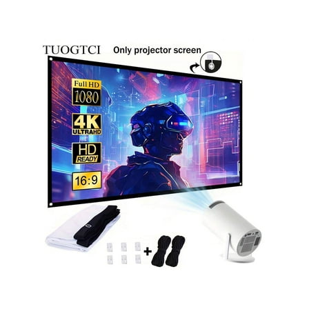 60 72 84 100 150 Inch Outdoor Projector Screen, Movie Projection Screen 4K HD 16:9 Foldable Washable Anti-Wrinkle Design, Portable Support Double-Sided Projection, Suitable For Home Theater, Office