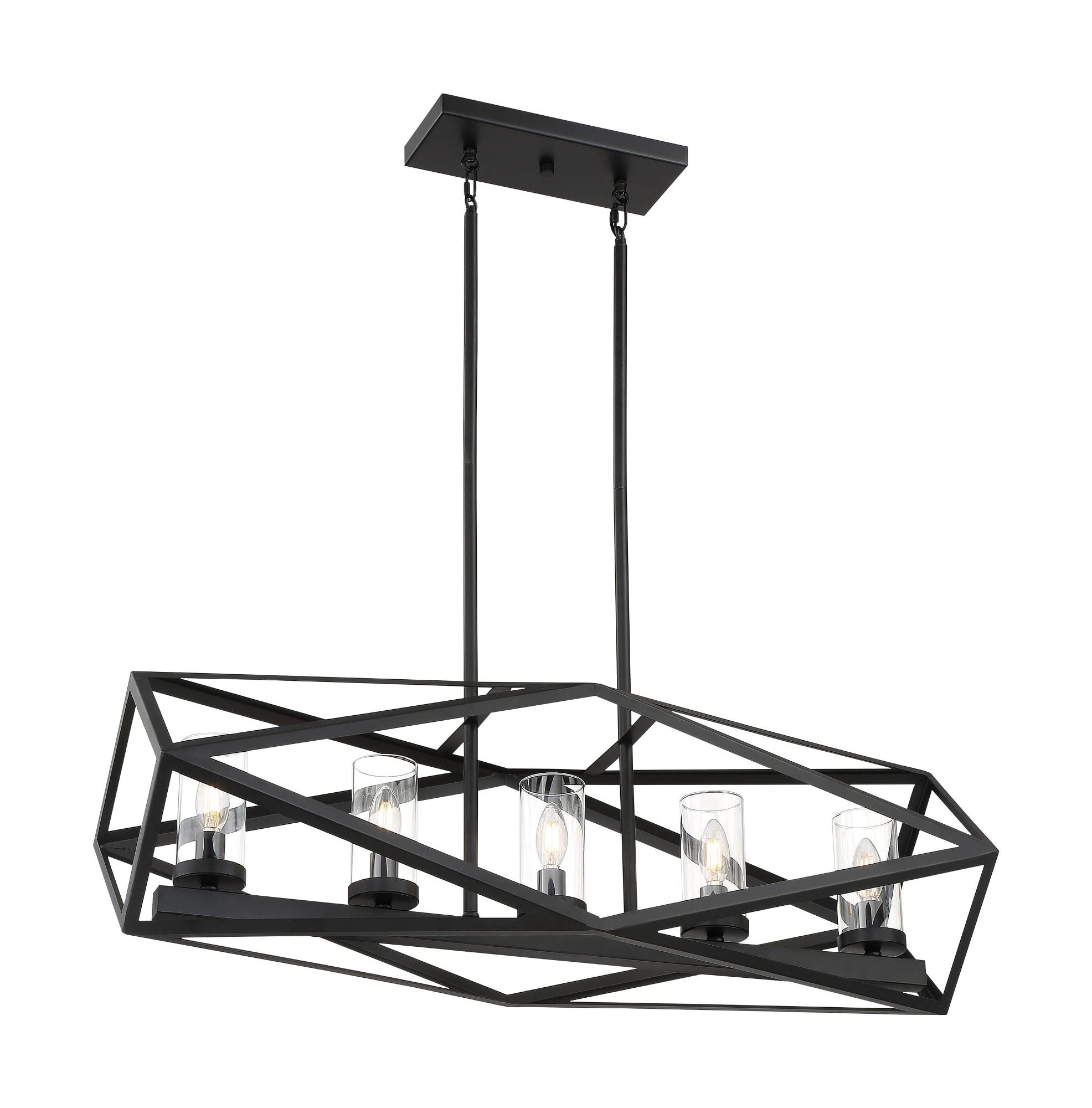 Zemi 36" Black Glass 5-Light Island Pendant