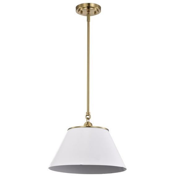 Nuvo Lighting Dover 1 Light Medium Pendant White with Vintage Brass
