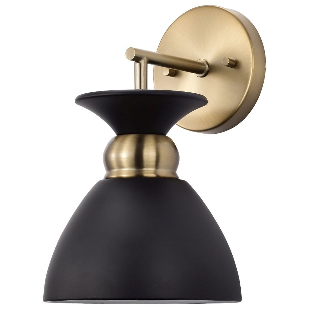 Matte Black and Brass 11" Metal Wall Sconce