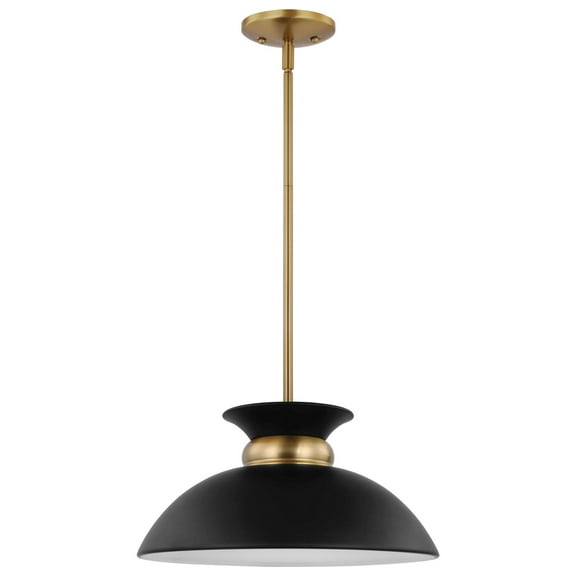 Nuvo Lighting Perkins 1 Light Small Pendant Matte Black with Burnished Brass