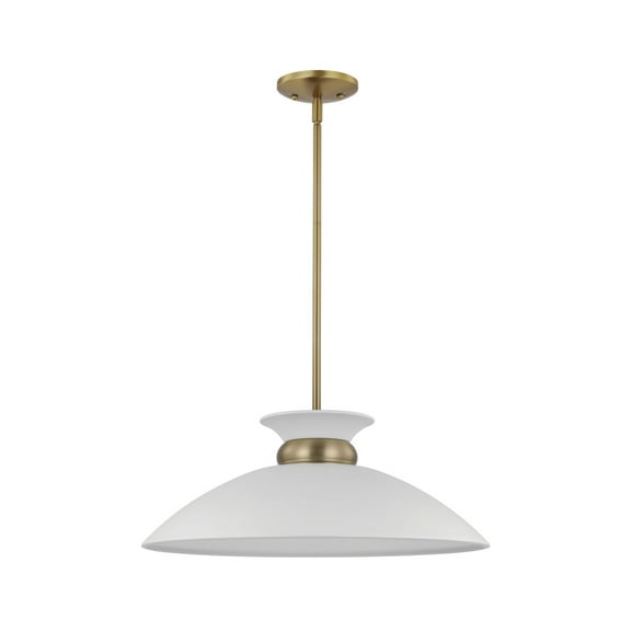 Nuvo Lighting Perkins 1 Light Medium Pendant Matte White with Burnished Brass