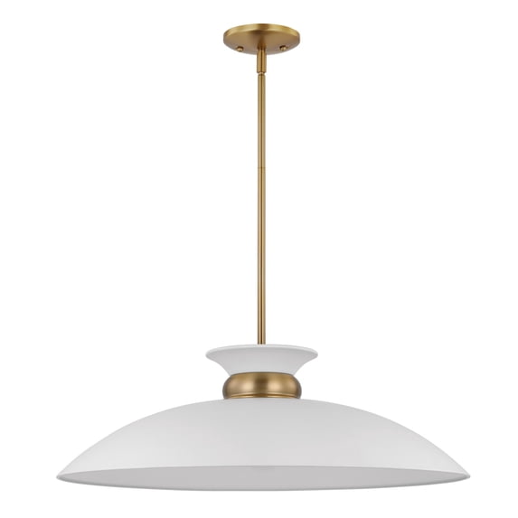 Nuvo Lighting Perkins 1 Light Large Pendant Matte White with Burnished Brass