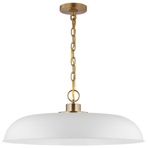 Nuvo Lighting Colony 1 Light Large Pendant Matte White with Burnished Brass