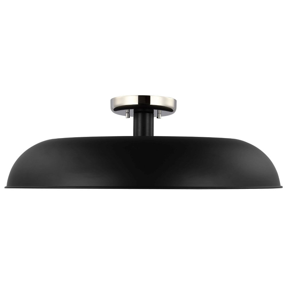 Colony 24" Matte Black & Polished Nickel Modern Bowl Flush Mount