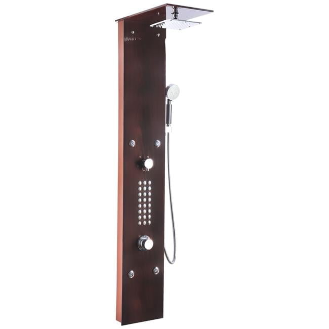 Mahogany and Chrome 61'' Adjustable Shower Panel with Body Jets