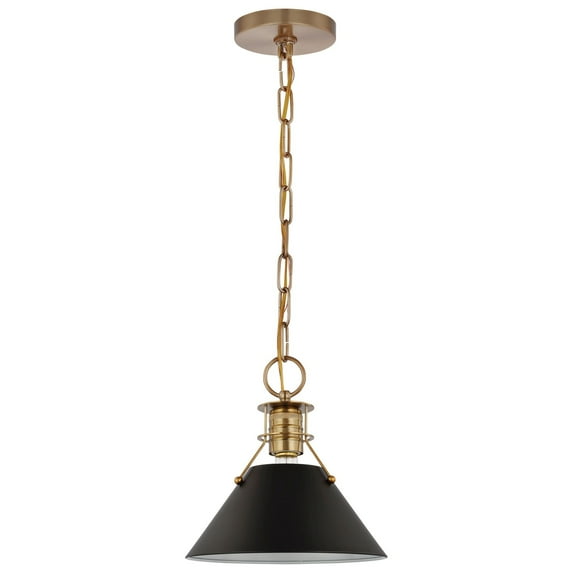 Nuvo Lighting Outpost 1 Light Small Pendant Matte Black with Burnished Brass