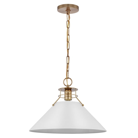 Nuvo Lighting Outpost 1 Light Large Pendant Matte White with Burnished Brass