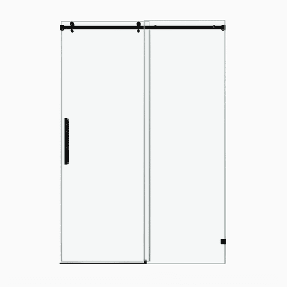 60*76"Fixed & Sliding Shower Door, Square Tube Hardware, Clear Glass Shower Door, 3/8 (10mm) SGCC Tempered Glass, Stainless Steel