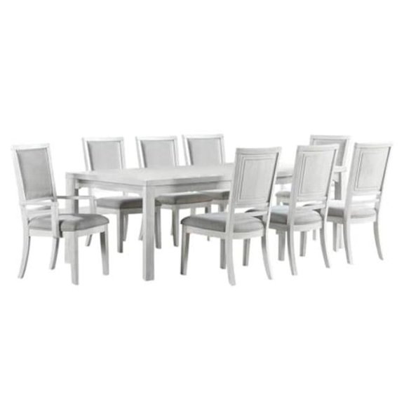 60-78-96 in. Dover Rectangular Expandable Dining Table Set, Cerused White Oak Wood - 9 Piece