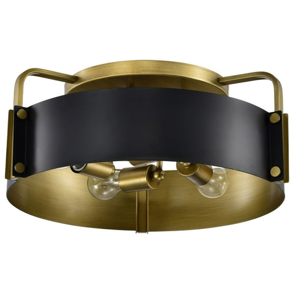 Nuvo Lighting Altos 4 Light Semi Flush - Matte Black and Natural Brass Finish