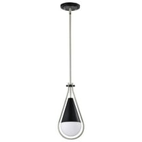 Nuvo Lighting Admiral 1 Light Pendant - 6 Inches - Matte Black and Brushed Nickel Finish - White Opal Glass