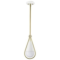 60/7922-Nuvo Lighting-Admiral - 1 Light Pendant In Contemporary Style-14 Inches Tall and 6.5 Inches Wide-Matte White/Natural Brass Finish