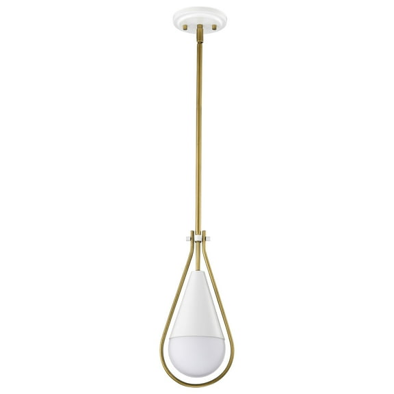 60/7922-Nuvo Lighting-Admiral - 1 Light Pendant In Contemporary Style-14 Inches Tall and 6.5 Inches Wide-Matte White/Natural Brass Finish