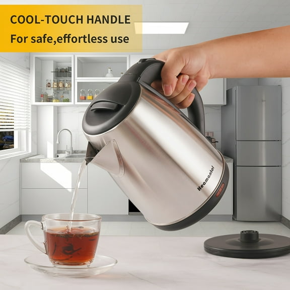 60.87oz/1000W High Borosilicate Glass Electric Water Kettle with Auto Shut-Off & Boil-Dry Protection, Fast Heating, Stainless Steel Base, Easy to Hold, 700W, for Coffee & Tea