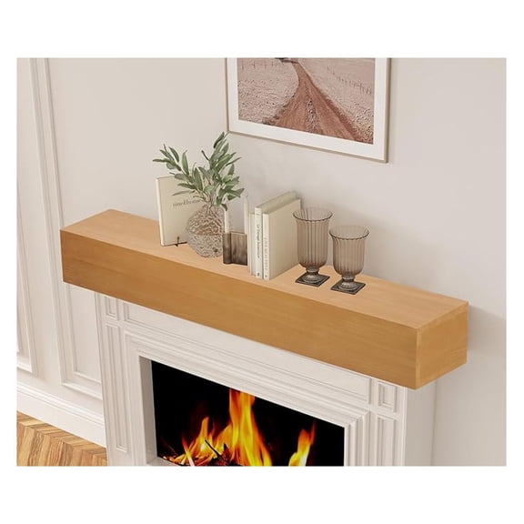 60"9"6" Rustic Wood Fireplace Mantel | Wall-Mounted & Floating Shelf for Home Decor