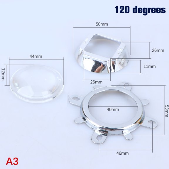 60 90 120 degree LED Lens Optical Glass 44mm Reflector Collimator Fixed Bracket For 20W 30W 50W 100W COB High Power COB Chip