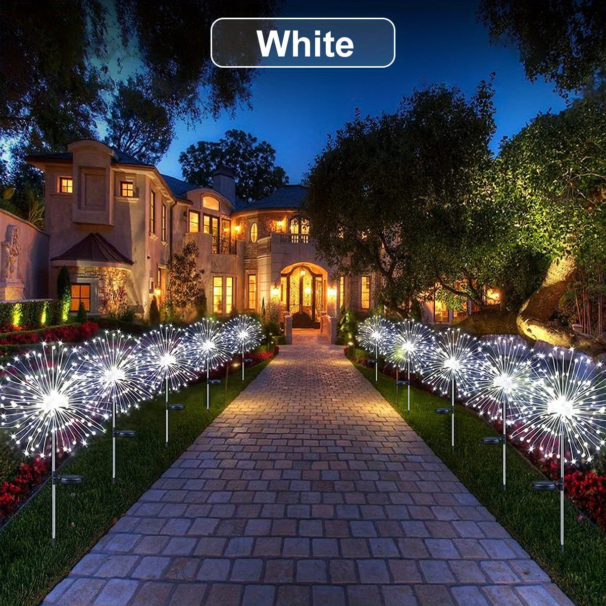 60/90/150/200 LED Solar Fireworks Lights Outdoor Decorative Multicolor ...