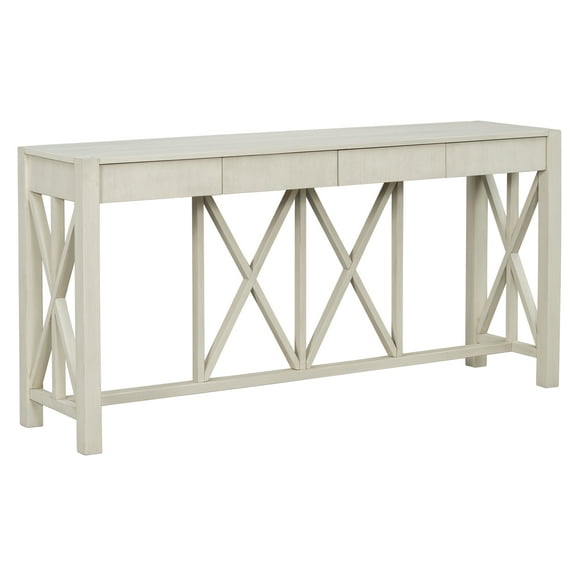 60" Acacia Console Table 4 Drawers Crisscross Design Entryway Storage