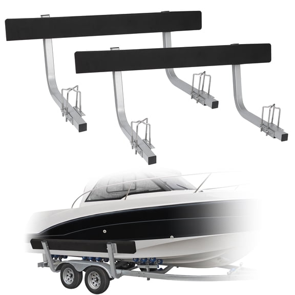 60" Adjustable Boat Trailer Guide-Ons – Heavy Duty Rustproof Galvanized Steel, Carpet-Padded Bunk Boards, Secure Loading for Ski, Fishing, Sailboat, Dinghy Trailers, Easy Install, White, π Type