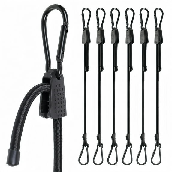 LuckyStraps 6-Pack 60" Adjustable Carabiner UV-Resistant Bungee Cords