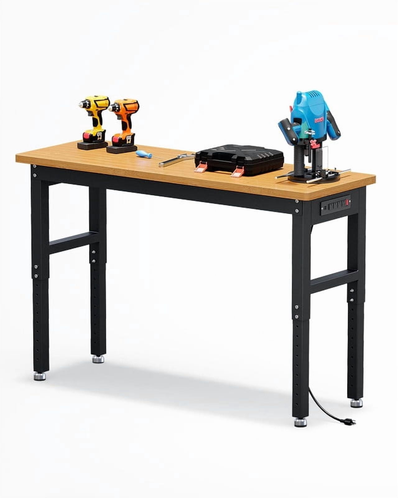60" Adjustable Workbench, Heavy Duty Bamboo Wood Work Bench 2200 Lbs ...