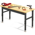 60" Adjustable Workbench,Rolling HeavyDuty Worktable with Power Outlet