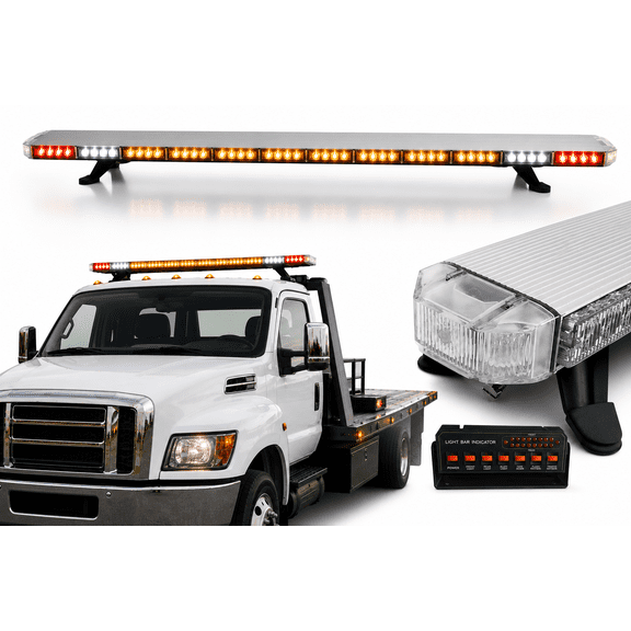 60" amber LED emergency light bar flashing tow/low truck wrecker w/ cargo lights, brake lights & turn signals