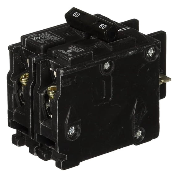60 Amp Circuit Breaker, BQ2B060 120/240V Double Pole 10kAIC Breaker, Cable-In Cable-Out Lug Connection, UL Listed Electrical Panel Breaker