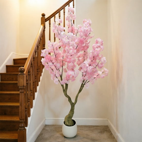 60" Artificial Pink Cherry Blossom Tree Fake Tree Cherry Blossom Decor Fake Flowers Faux Flowering Tree Pink Flowers Floral Artificial Plants for Indoors Outdoors Room Home Decor Gift
