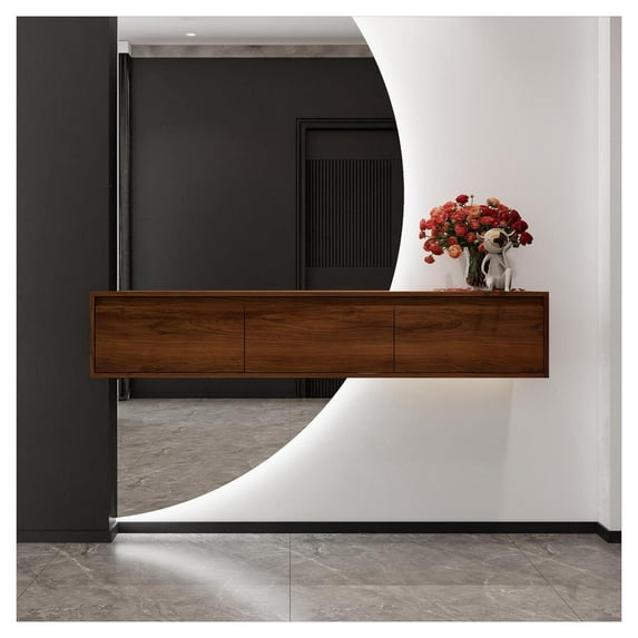 60" Bathroom Cabinet,Soft Close Drawer,Float Mounting Design (Only Vanity, Without Sink) Brown Ebony + Bathroom + Modern + Plywood + Plywood
