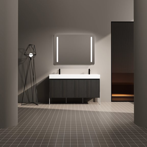 60" Bathroom Vanity with Double Sink | Enhances Bathroom Comfort, Multiple Users | Plywood with Scratch - Resistant Surface | Protects from Environmental Damage