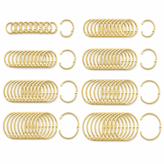 60 Binder Ringsorted Sizes (1/2" 3/4" 1" 1-1/4" 1-1/2" 2") Loose Leaf Book Metal Index Card Clip For Flash Cards Key