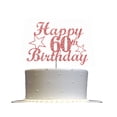 thumbnail image 1 of 60 Birthday Cake Topper Rose Gold Glitter, 60th Party Decoration Ideas, Sturdy Doubled Sided Glitter, Acrylic Stick. Made in USA, 1 of 4