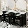thumbnail image 1 of 60" Black Bathroom Furniture, Double Sinks, Adjustable Shelf, Gracefully Closing Doors, Flip Drawer - Exquisite Sanctuary Sink Vanity, Ceramic Seamlessly Sophisticated, 1 of 7