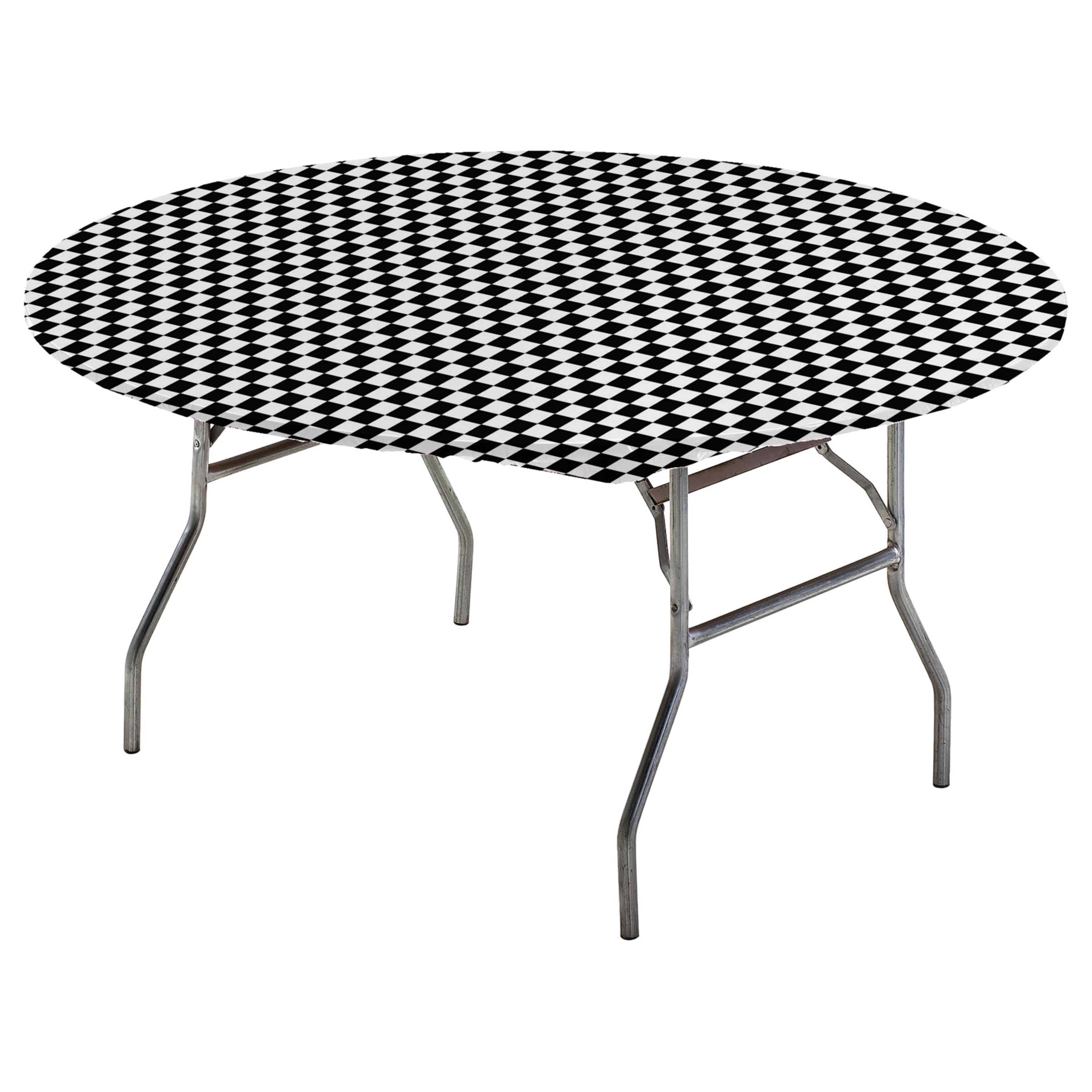 60" Black Check Stay Put Tablecovers, 3 Count
