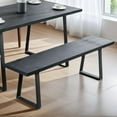 thumbnail image 1 of 60" Black Dining Bench, Wooden Table Bench with Metal Legs, Modern Kitchen Bench for Enrtyway/Indoor/Dining Room, 1 of 7
