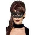 thumbnail image 1 of 60" Black Embroidered Lace Filigree Women Adult Halloween Eyemask Costume Accessory - One Size, 1 of 3