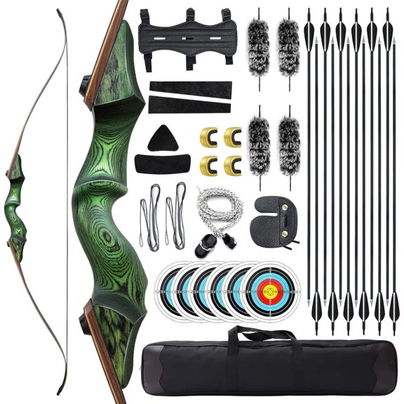 60" Black Hunter Takedown Recurve Bow 20-60lbs for Adult RH LH Target American Hunting