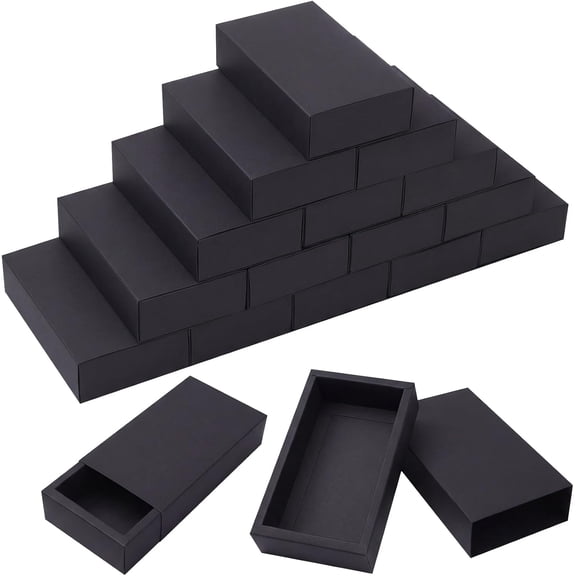 60 Black Kraft Paper Drawer Boxes for Gifts Jewelry Soap Wedding Favors