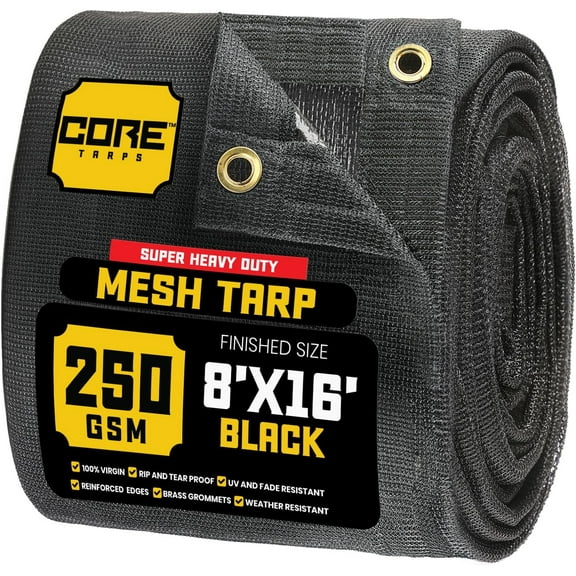 60% Black Shade Cloth with Grommets - 8 X 16 FT Heavy Duty Mesh Tarp - Sun Shade Cloth for Garden Vegetables Plants Greenhouse Outdoors Backyard Fences Dump Trucks Patio Mesh Shade Tarp