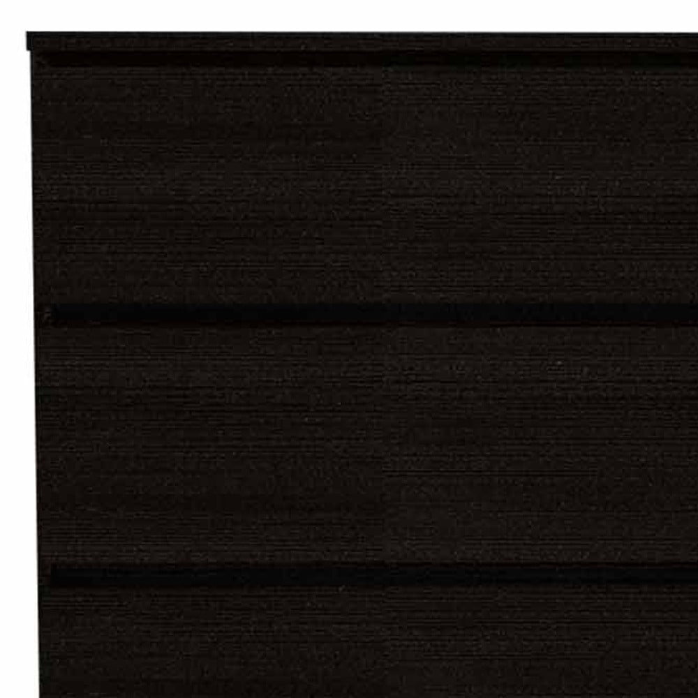 Modern 60" Black Double Dresser with Mirror and Six Drawers