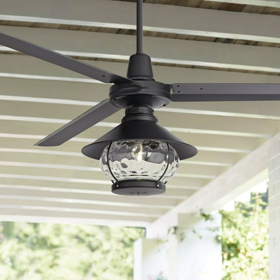 60" Casa Vieja Modern Outdoor Ceiling Fan with LED Light Remote Control Matte Black Damp Rated for Patio Exterior House Home Porch
