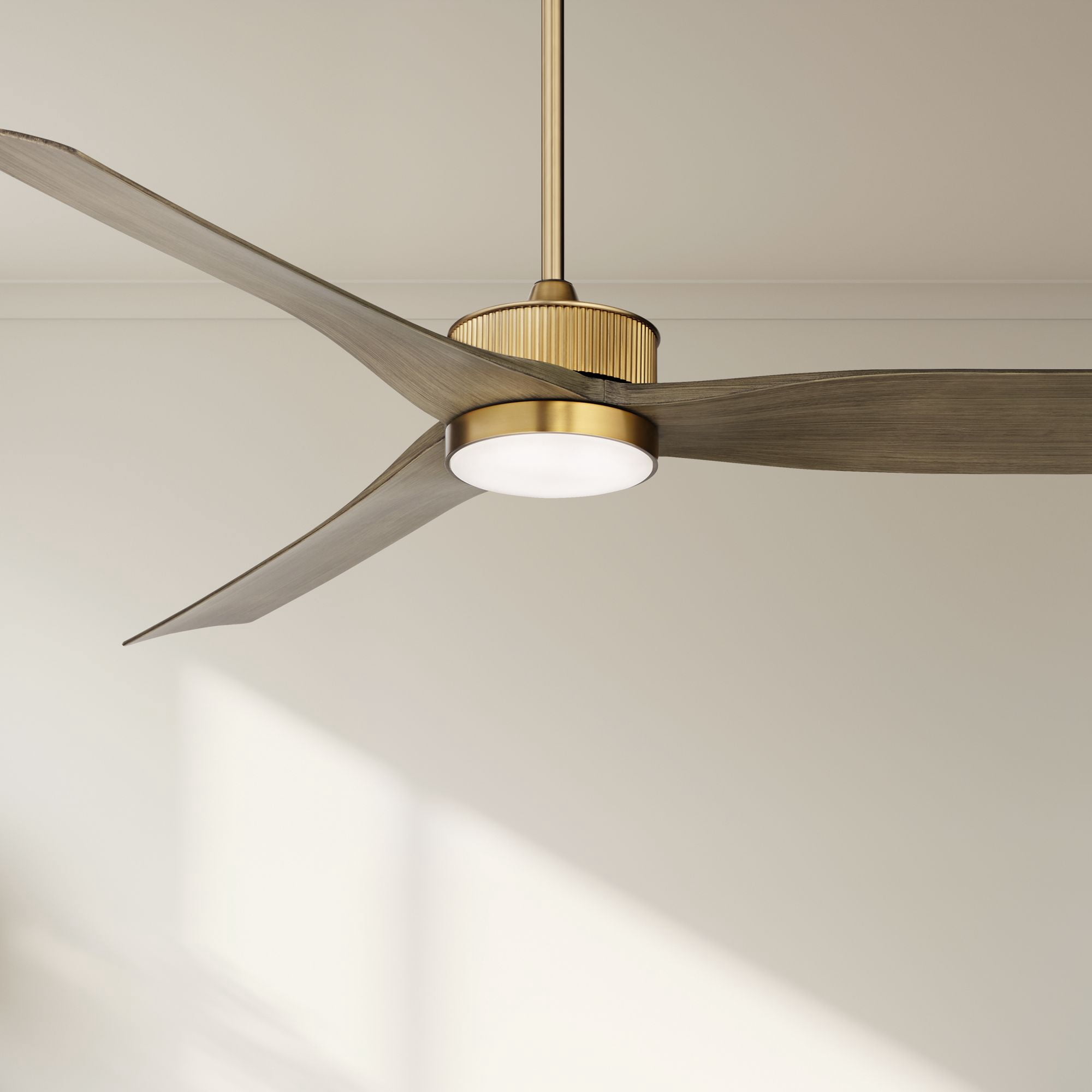 60" Casa Vieja Montage Modern Indoor Outdoor Ceiling Fan with Dimmable LED Light Remote Control Warm Brass Light Wood Damp Rated for Patio Exterior