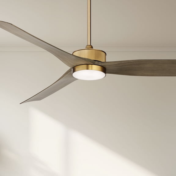 60" Casa Vieja Montage Modern Indoor Outdoor Ceiling Fan with Dimmable LED Light Remote Control Warm Brass Light Wood Damp Rated for Patio Exterior