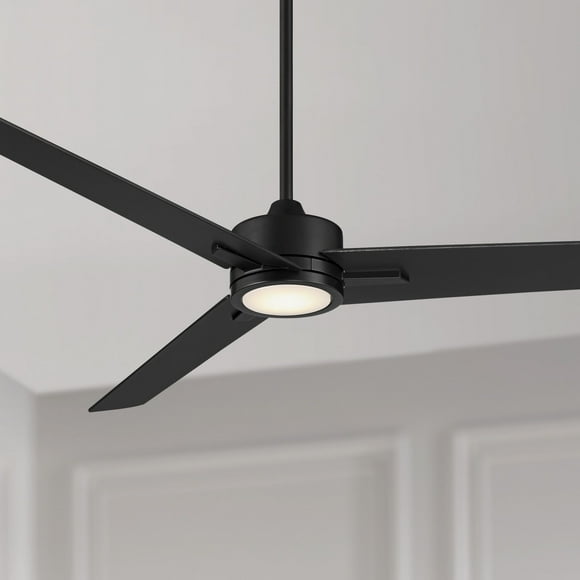 60" Casa Vieja Monte Largo Modern 3 Blade Indoor Ceiling Fan with Dimmable LED Light Remote Control Matte Black for Living Room Kitchen House Bedroom
